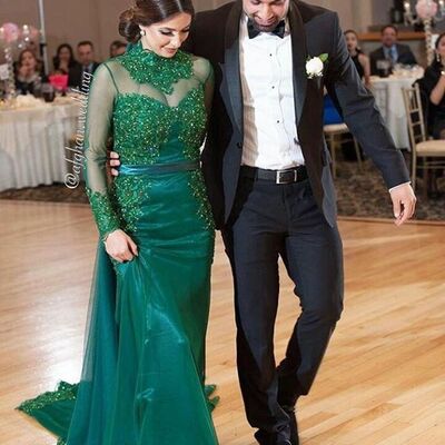 Dark green sheath lace appliques prom dress floral evening dresses