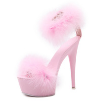 New model high heels stiletto fur sandals for women summer 3 colors - Thumbnail 2