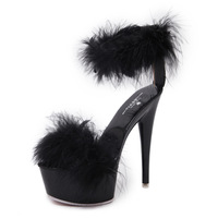 New model high heels stiletto fur sandals for women summer 3 colors - Thumbnail 3