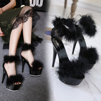 New model high heels stiletto fur sandals for women summer 3 colors - Thumbnail 5