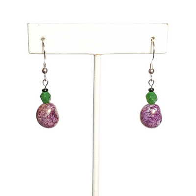 Marbled purple bead and zoisite earrings