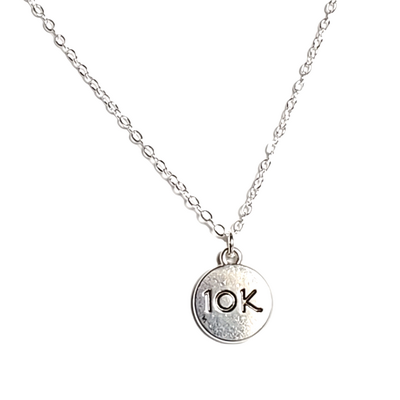 Marathon runner's 10k charm necklace