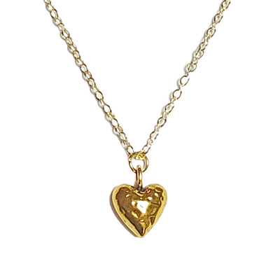 Hammered heart necklace with adjustable chain