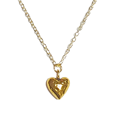 Hammered Heart Necklace with Adjustable Chain