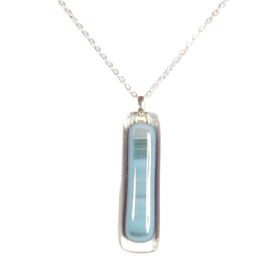 Blue and gray striped vertical bar necklace