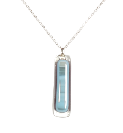Blue and Gray Striped Vertical Bar Necklace