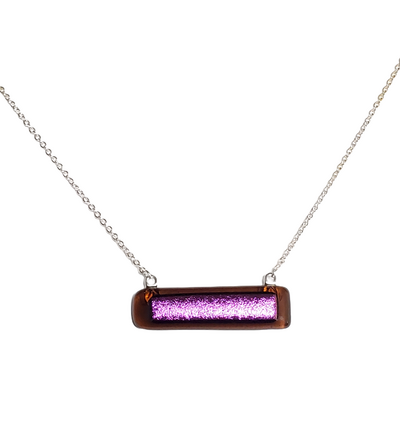 Dichroic Purple Fused Glass Bar Necklace