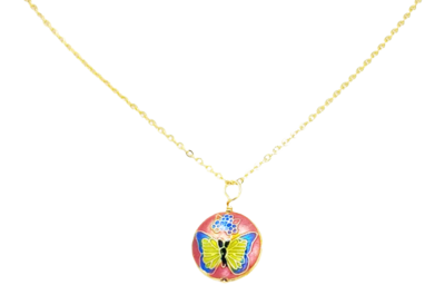 Blue and Green Butterfly Necklace