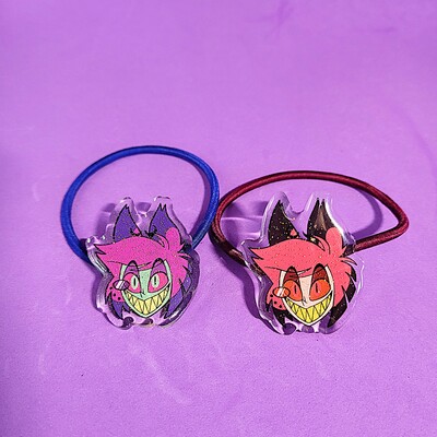Hazbin hotel acrylic alastor elastic hair ties