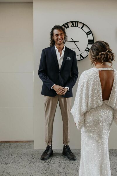 Sexy Sheath Bat Sleeves Wedding Dress, Luxury Sparkle Open Back Bridal Dress Wedding Gown