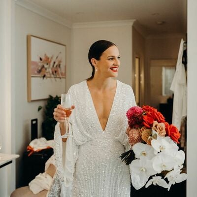 Sexy sheath bat sleeves wedding dress, luxury sparkle open back bridal dress wedding gown