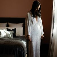 Sexy Sheath Bat Sleeves Wedding Dress, Luxury Sparkle Open Back Bridal Dress Wedding Gown - Thumbnail 2