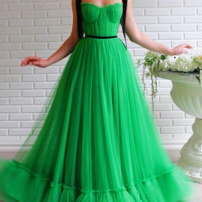 Light green ball gown prom dress floral evening dresses