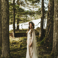 Boho Sexy Sheath V-neck Wedding Dress, Lace Tulle Bridal Dress Wedding Gown - Thumbnail 3