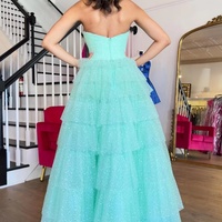 Lovely Strapless Long Prom Dress, Beautiful Green A-Line Party Dress - Thumbnail 3