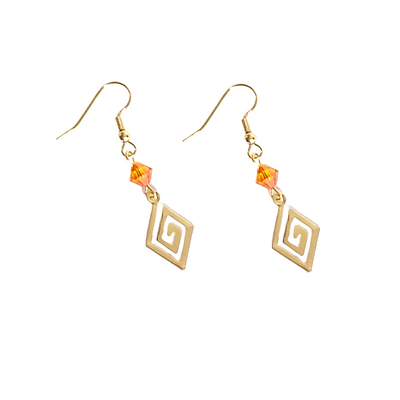 Fire opal crystal and swirl earrings