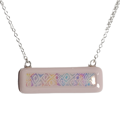 Dichroic Rainbow Cells on Lavender Fused Glass Bar Necklace