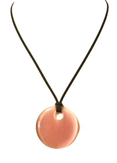 Chunky Pink Cat's Eye Pendant Necklace