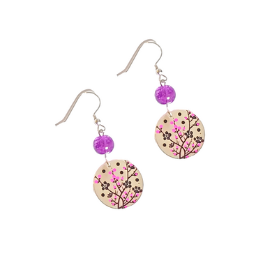 Cherry blossom earrings with sterling silver hooks