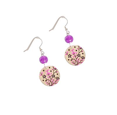 Cherry Blossom Earrings with Sterling Silver Hooks