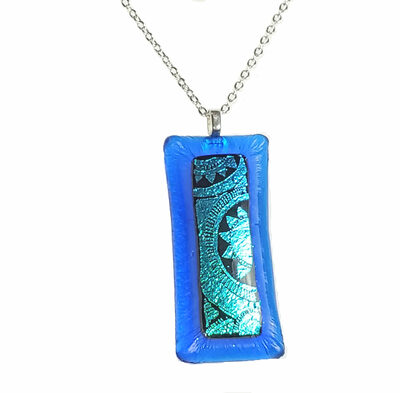 Sundials on Blue Fused Glass Necklace