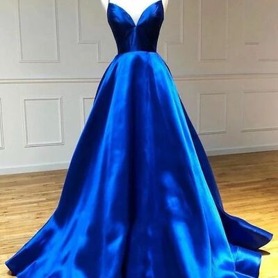 Royal blue ball gown prom dress floral evening dresses