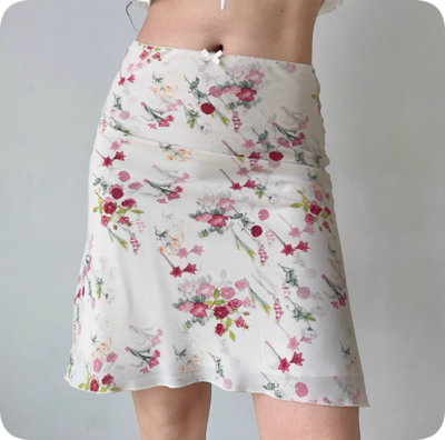 Vintage Bouquet Print Skirt