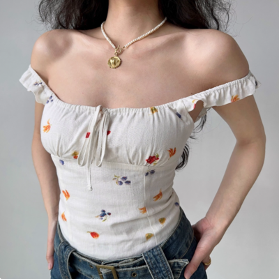 Floral print front tie camisole - Thumbnail 3