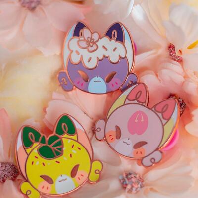 Tiny foxies enamel pin