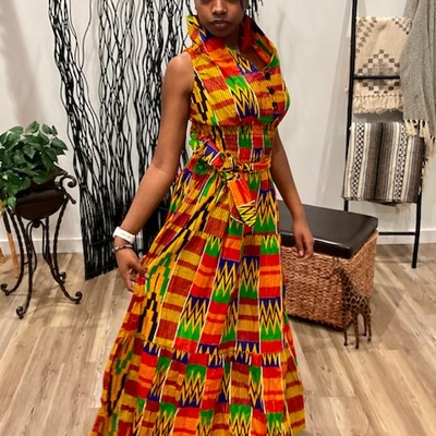 Racerback colorful kente dress