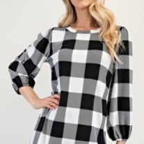 Buffalo Plaid Bishop Sleeve Top