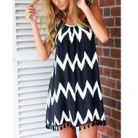 Women's summer new wavy fringe suspender dress - Thumbnail 1