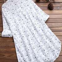 Women Stand up collar loose casual Blouse Long sleeve floral shirt - Thumbnail 4