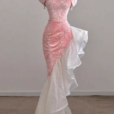 Women elegantsexy off-shoulder birthday party dress