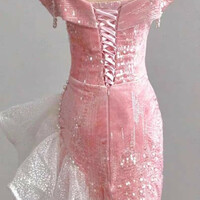 Women Elegantsexy off-shoulder Birthday Party Dress - Thumbnail 3