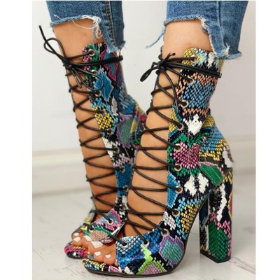 Cross strap thick heel large size women's sandals