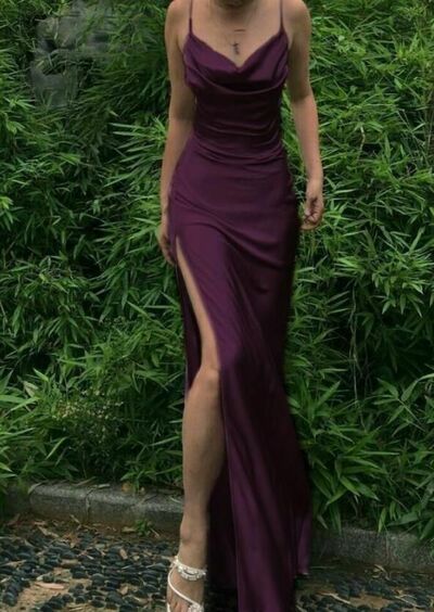Simple Wine Red Burgundy Sheath Prom Dress Formal Evening Dresses