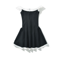 Sexy tube top one-shoulder neck color matching slim fit dress - Thumbnail 1