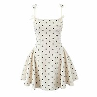 Flocked Square Neck Polka Dot Strapless Tutu Miniskirt Dress - Thumbnail 4