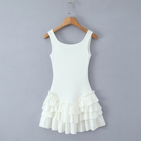 Sexy U-neck collarbone exposed sleeveless tutu dress - Thumbnail 2