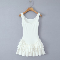 Sexy U-neck collarbone exposed sleeveless tutu dress - Thumbnail 3