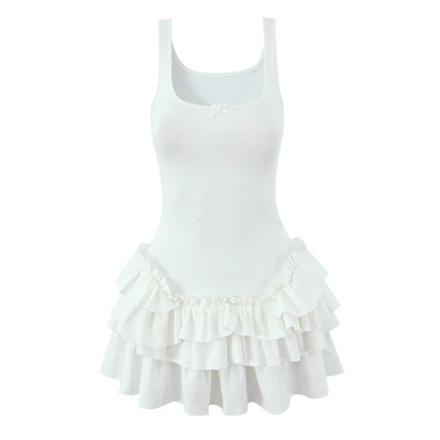 Sexy u-neck collarbone exposed sleeveless tutu dress - Thumbnail 4