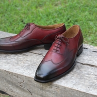 Crafted Leather Classic Men Wingtip Oxford Dress Shoes - Thumbnail 2