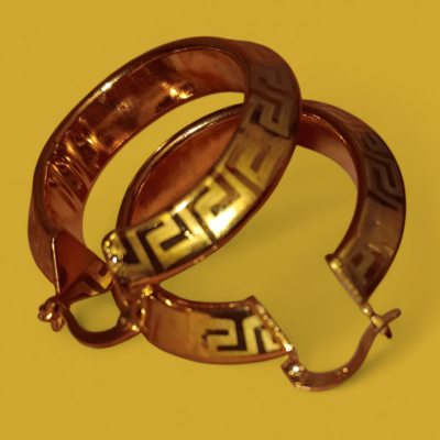 Greek key gold hoop earrings 