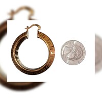 Greek Key Gold Hoop Earrings  - Thumbnail 3
