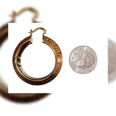 Greek key gold hoop earrings 