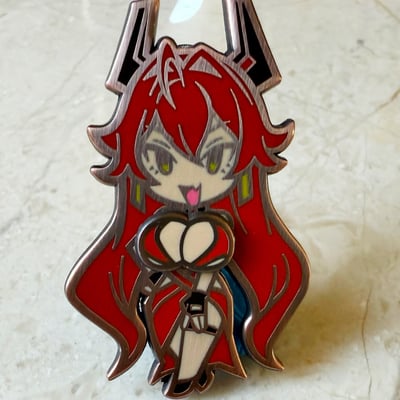 Red hood enamel shaker pin