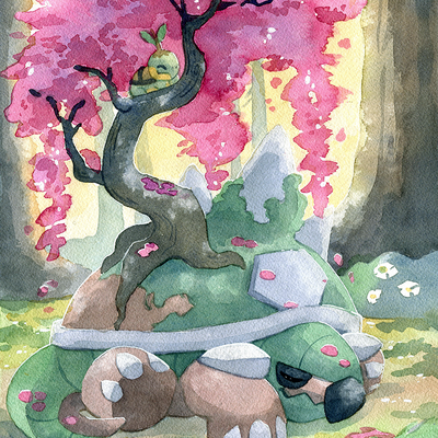 Torterra cherry blossoms print