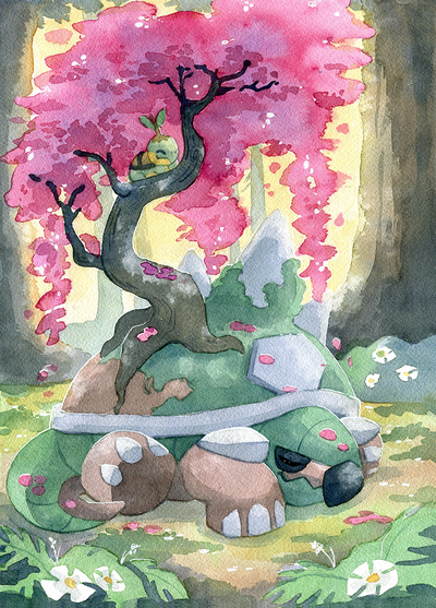 Torterra Cherry Blossoms Print