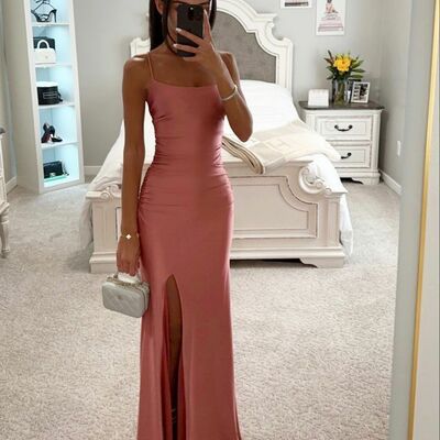 Orange sheath side slit prom dress evening gowns - Thumbnail 4
